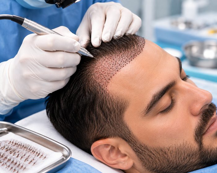 Surgeon performing FUE Hair Transplant